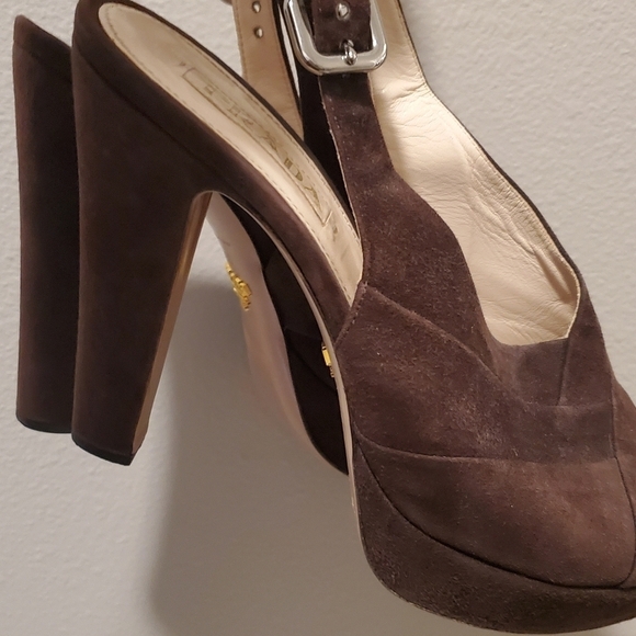 Prada brown suede slingback sandals sz 40(9) - Picture 14 of 16